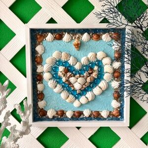 Seashells heart coastal handmade original wall tabletop decor valentine gift